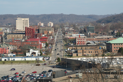Ashland, KY: Downtown Ashland view from Melody Mountain complex above Town Center Mall.