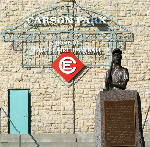 Eau Claire, WI: Hank Aaron statue outside historic Carson Park.