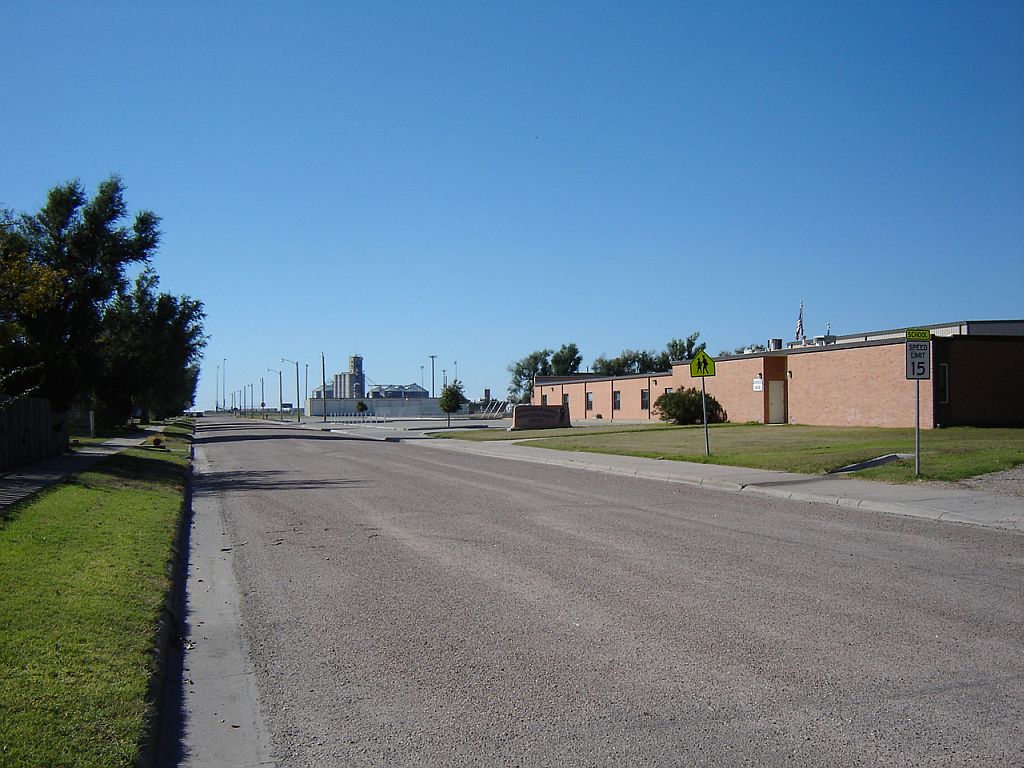 Montezuma, KS: Middle School and ADM Elevator (looking west)