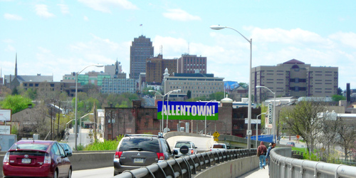 Allentown, PA: Downtown from east side of the Hamilton Street Bridge