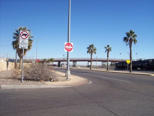 El Paso, TX: a bridge leading into Juarez,Mexico