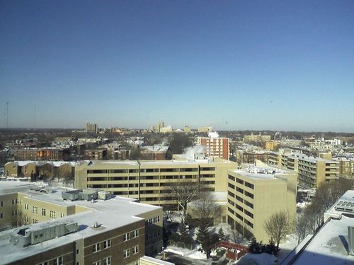 Milwaukee, WI: Photo from St Marys hosp construction site (4th floor) looking North. Tall Bldgs in near horizon are UW-Milw Campus buildings
