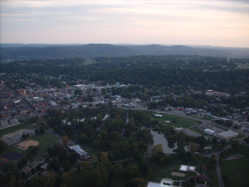 Chillicothe, OH: Paraglider Aerial View of Downtown Chillicothe and Yoctangee Park from Jack Woods