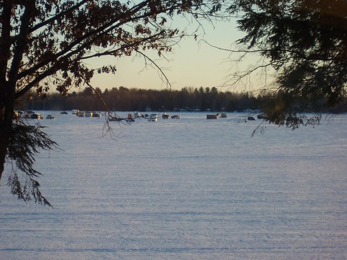 Brazeau, WI: White Potato Lake Looking south from north shore. (Ice Fishing Jambory 2009)