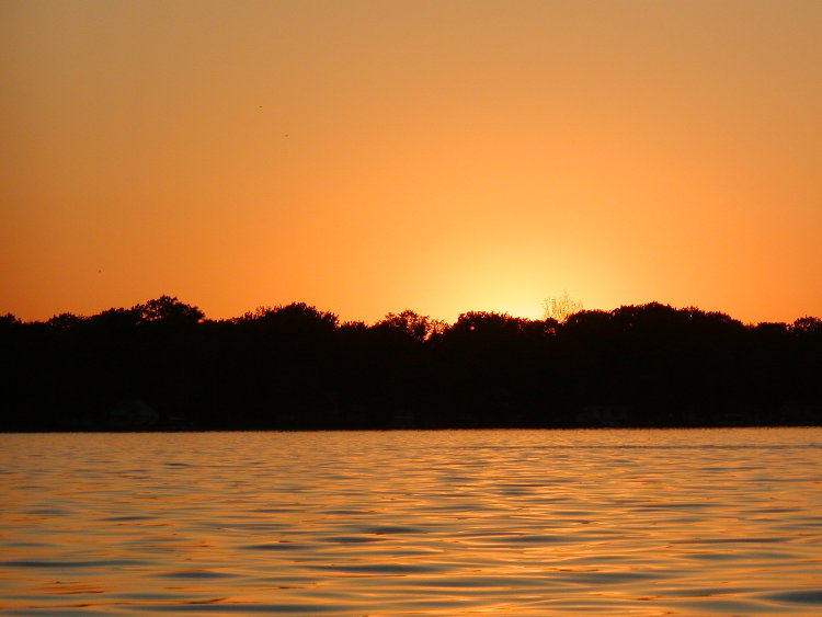 Bass Lake, IN: Sunset at Bass Lake, March 2004