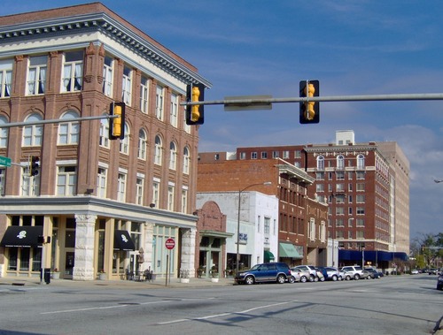 Columbus, GA: Historic storefronts along 12th Avenue.