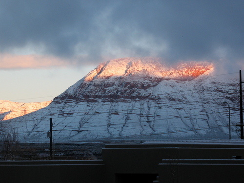St. George, UT: Red Mtn. over Ivins, this building is Coral cliffs elementary. This WAS taken in st. george boudaries
