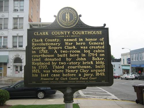 Winchester, KY: Historical Marker_Clark County Courthouse_side 1