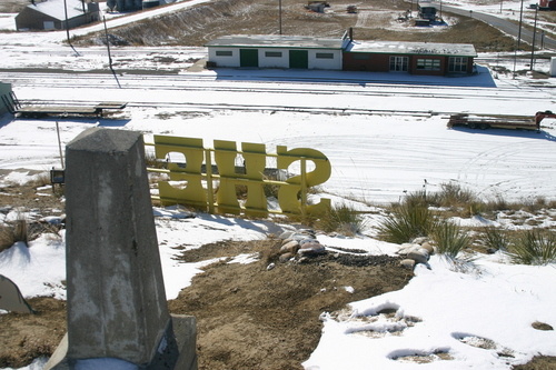 Fort Benton, MT: View from Shep's grave looking down on the Fort Benton train station.