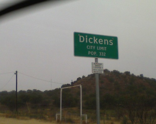 Dickens, TX: City limit sign