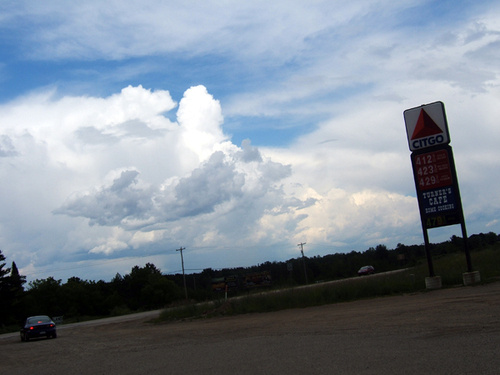 West Branch, MI: A lovely sky above the Citgo filling station near exit 215, on the North side of West Branch