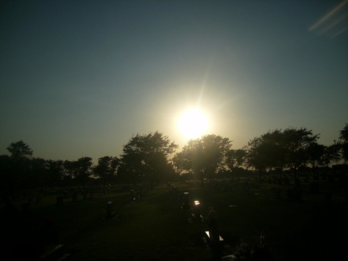 Great Bend, KS: Over Looking the City's Cemetery as the sun Sets August 2008