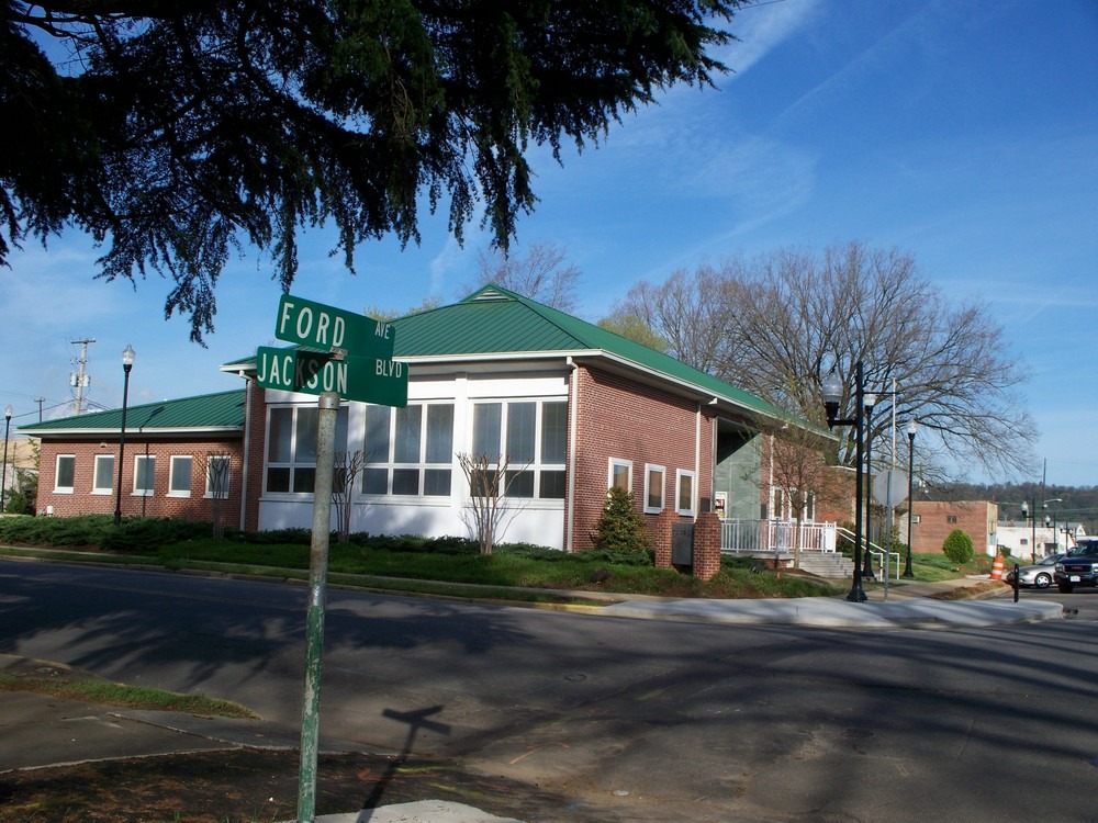 Tarrant, AL: The Library with the new lamp post as part of Tarrant revitalization project.