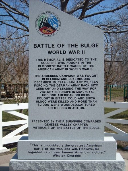 Rochester, NY: Battle Of The Bulge Veterans Monument - Ontario Beach Park - Lake Ontario