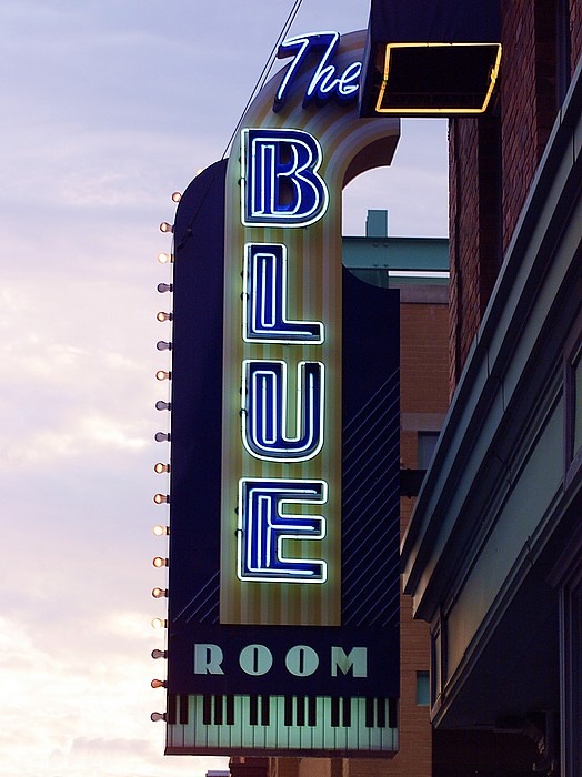 Kansas City, MO: Sign for the Blue Room looking to the West - Kansas City