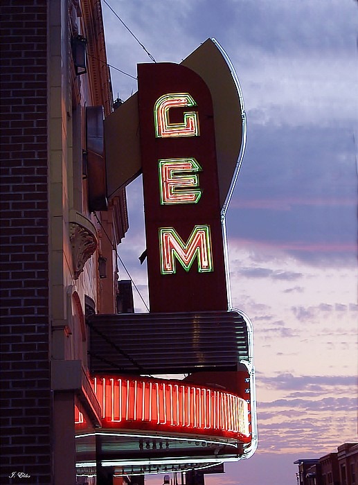 Kansas City, MO: Sign for the GEM Theater looking to the West - Kansas City Jazz District