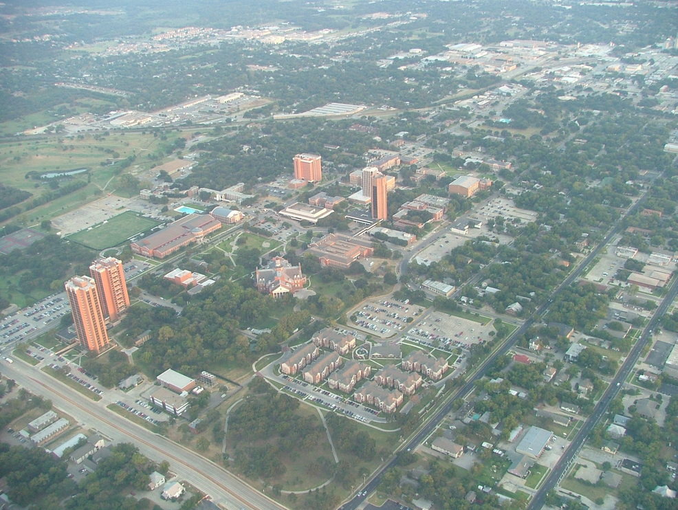 Denton, TX: Downtown Denton from the air.