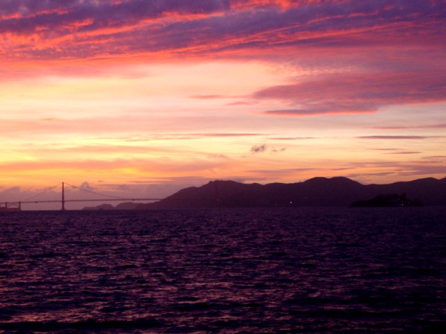 San Francisco, CA: GG Bridge as seen from Yerba Buena Island