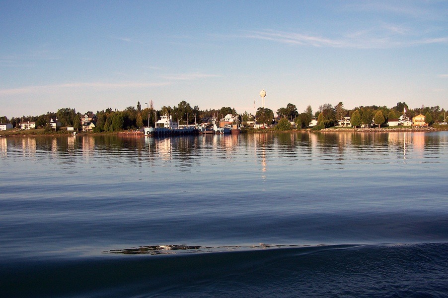 De Tour Village, MI: View of Detour from the Drummond island Ferry