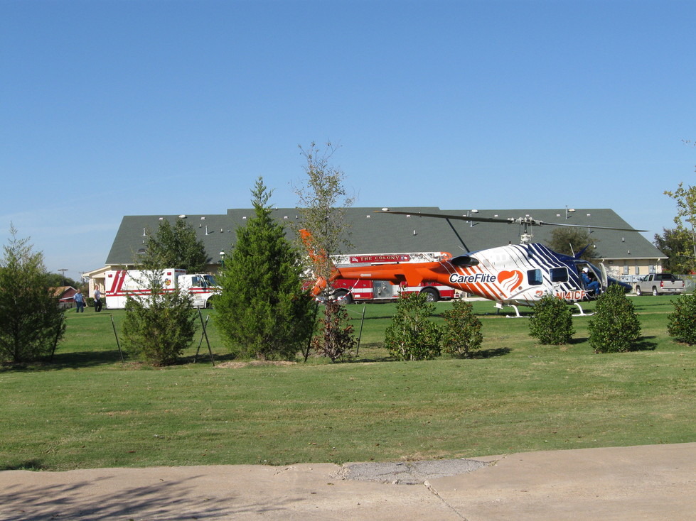 The Colony, TX: The Colony Fire Fighters working together, With Careflight