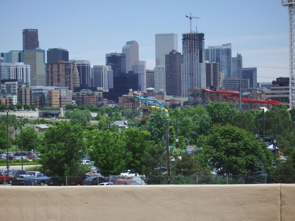 Denver, CO: Denver Skyline w/Elitch Amusement Park in the foreground - June 2009