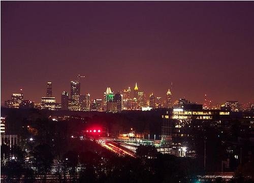 Atlanta, GA: Atlanta and Buckhead Skyline Merge.