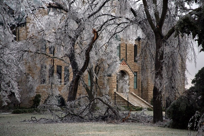 Sterling, KS Cooper Hall, Sterling College after ice storm photo