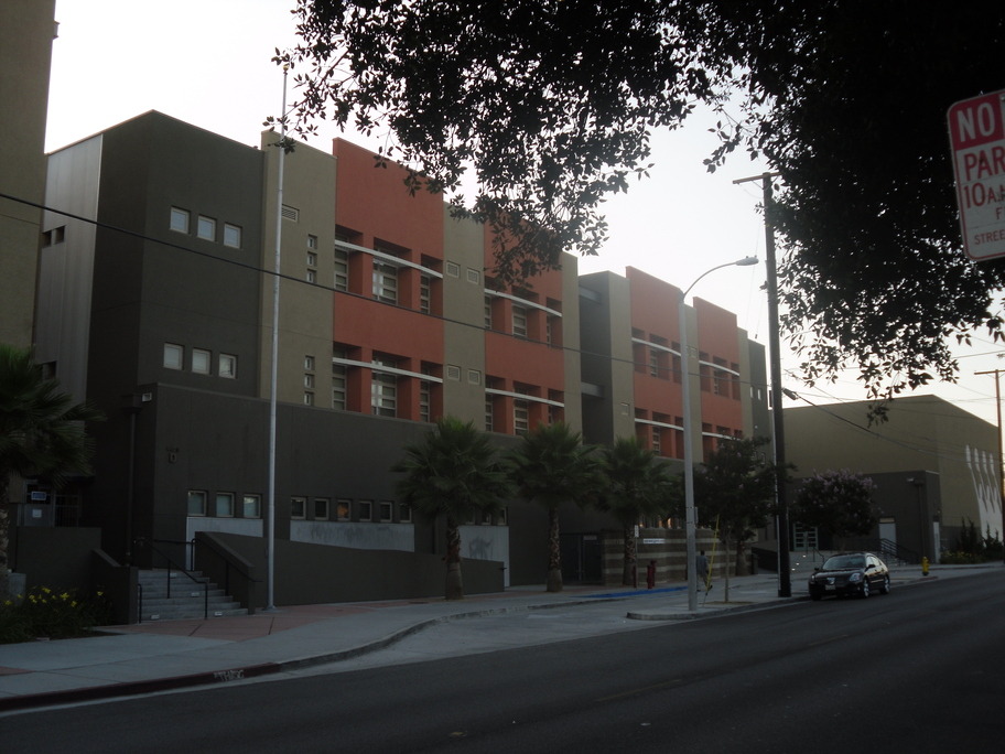 Maywood, CA: The side of Maywood Academy High School in Maywood, CA