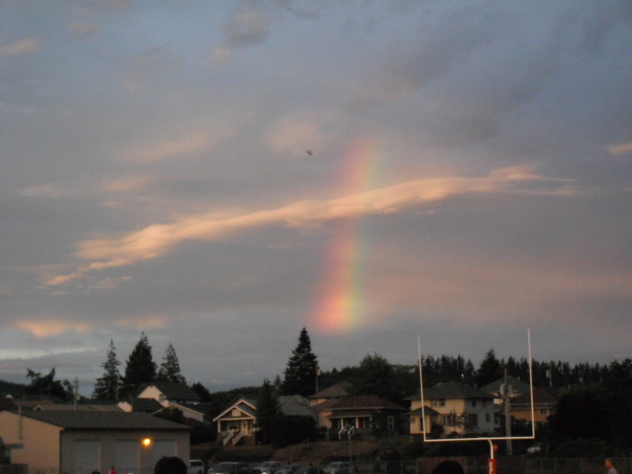 Raymond, WA: Rainbow before a football game at Raymond High School.