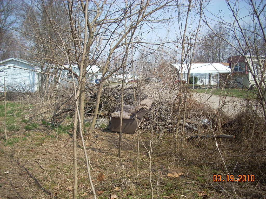 Mount Vernon, IL: trash and debris at south end of juniper in oak grove village
