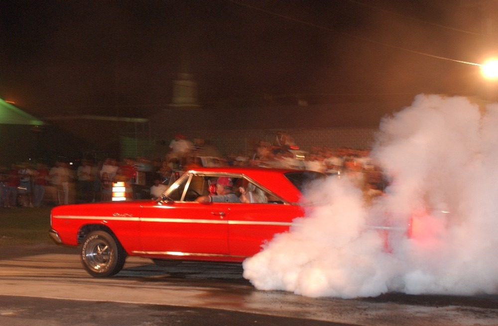 Oakboro, NC: A Burnout is held in downtown Oakboro the fourth Friday of every month during the Oakboro Cruise-In. Thousands of people come to watch the event.