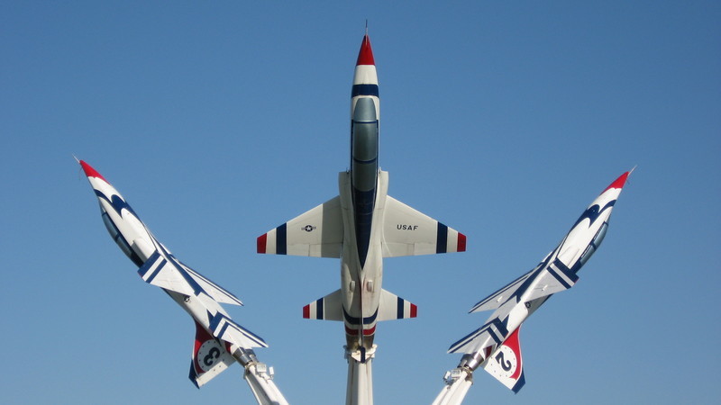 Owatonna, MN: Three US Jet Aircraft In a Static "Tulip" Display