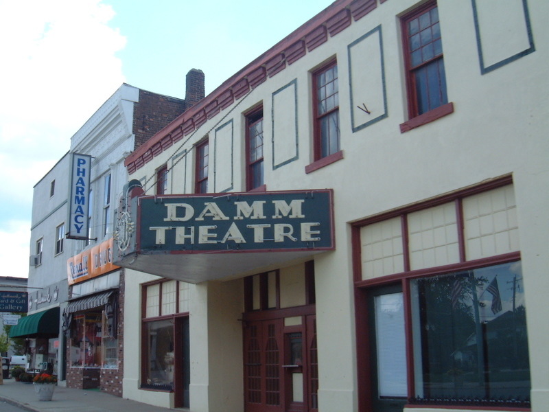 Osgood, IN: The Damm Theatre next door to the Fish and Chips Pet Shop