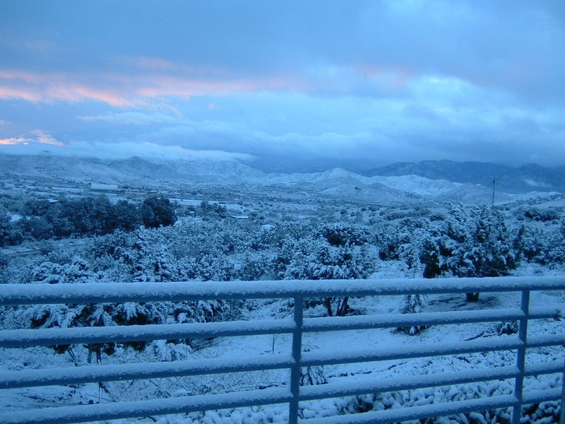 Acton, CA: Acton in December - under a blanket of snow. Vasquez Highschool in the background.