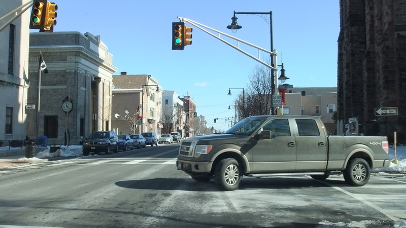 Harrison, NJ: Left on Red at Chruch Square,Harrison Feb 3,2011