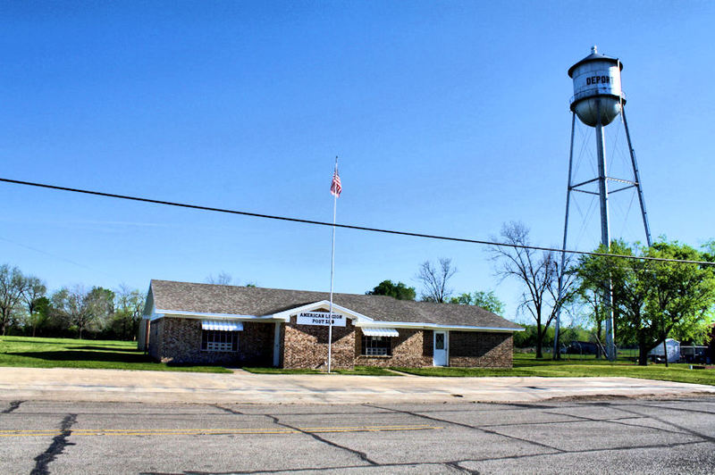 Deport, TX: American Legion Hall and Water Tower