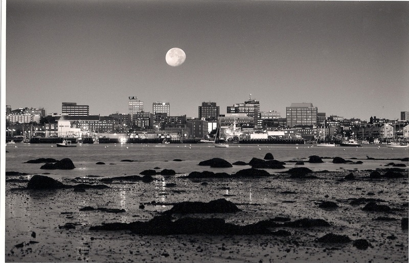 Portland, ME: Fullmoon and downtown Portland, Maine.