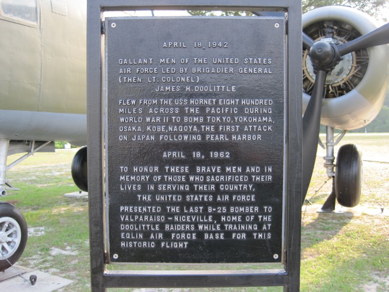 Eglin AFB, FL: Doolittle Raiders Memorial Plaque at B-25 Mitchell - US Air Force Armament Museum