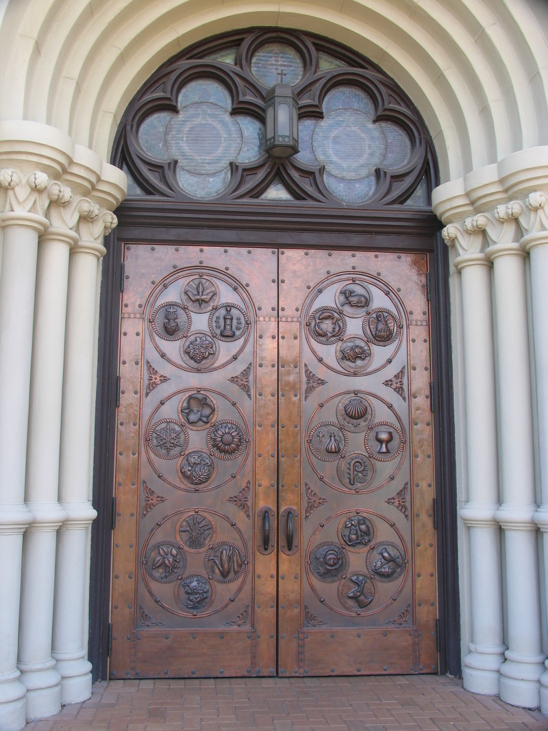Delphos, OH: door to St. John the Evangelist Catholic Church