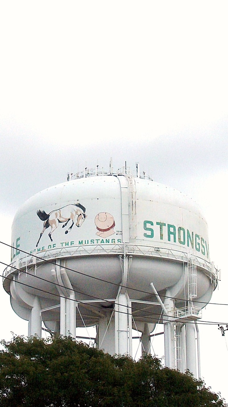 Strongsville, OH: The Strongsville Water Tower, the only one in the world signed personally by Tom Wilson, the creator of the Ziggy Comic Strip.