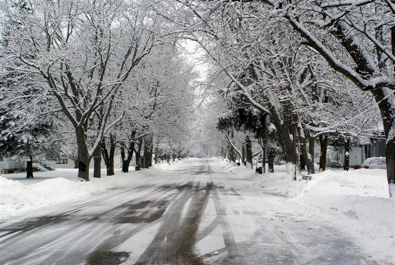 Scottville, MI: Winter street in Scottville, MI