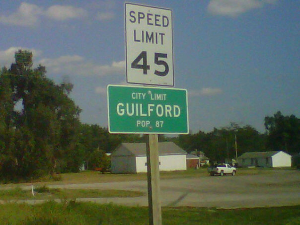 Guilford, MO: City limit sign