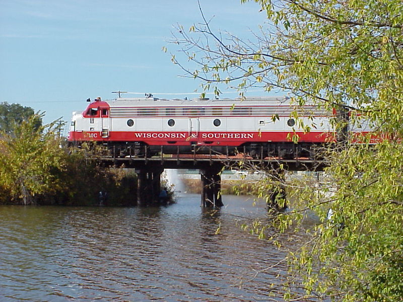 Whitewater, WI: Train on old trestle Downtown Whitewater