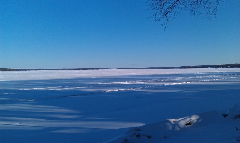 Hubbard Lake, MI: blinding day in winter