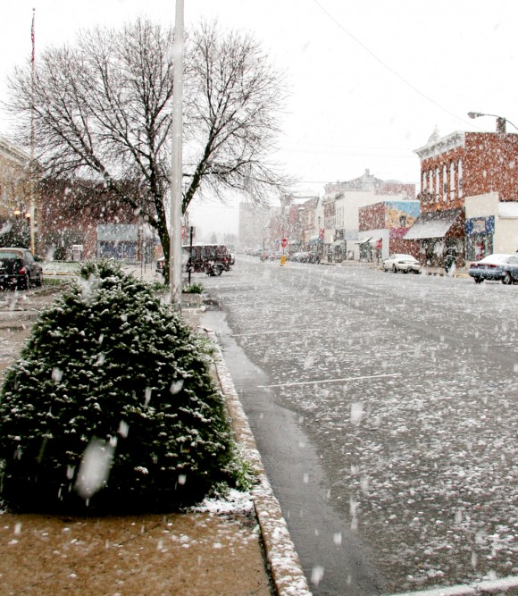 Shelbyville, IN: Large Snowflakes Downtown Shelbyville, Indiana