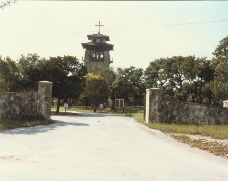 Boerne, TX: Entrance into Benedictine Convent [Kronkosky Memorial tower in back ground