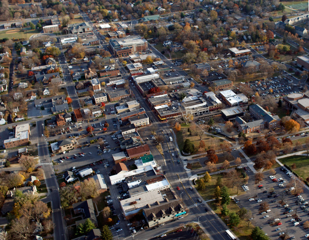 Blacksburg, VA : Downtown Aerial photo, picture, image (Virginia) at