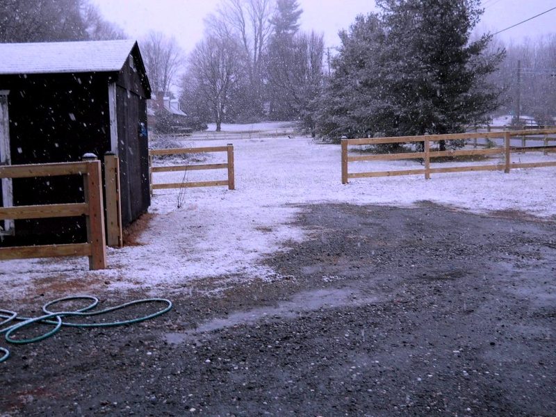 Reisterstown, MD: Another shed View in Winter 2011. Paddock Fencing typical of the areas outside of town.
