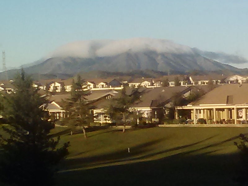 Brentwood, CA: View of Mount Diabolo crowned by the only cloud in the sky January 2013
