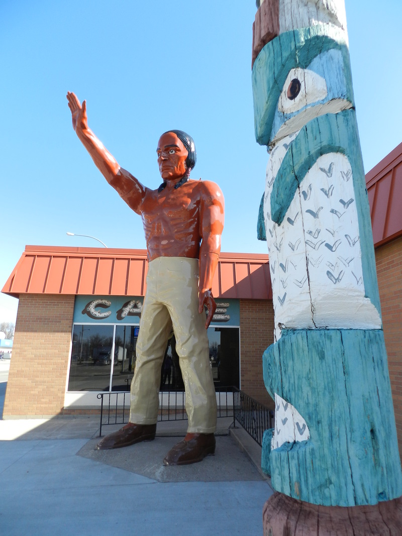 Carrington, ND: The Chieftain statue towers over The Chieftain Conference Center in Carrington, North Dakota.